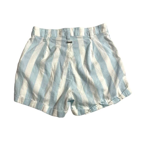 Billabong Womens Shorts Size 26 Striped Blue White Exposed Button Fly High Rise - Picture 2 of 10